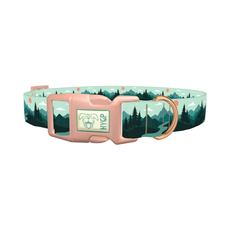 Forest Mountain Dog Collar - plastic rose gold