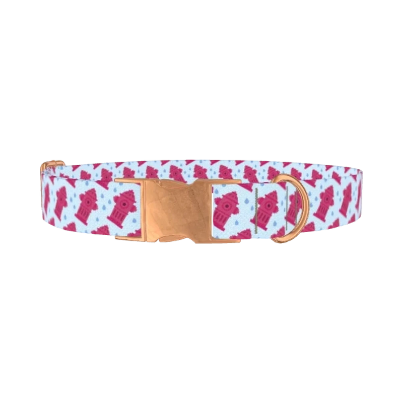 Pink Hydrant Dog Collar - metal rose gold