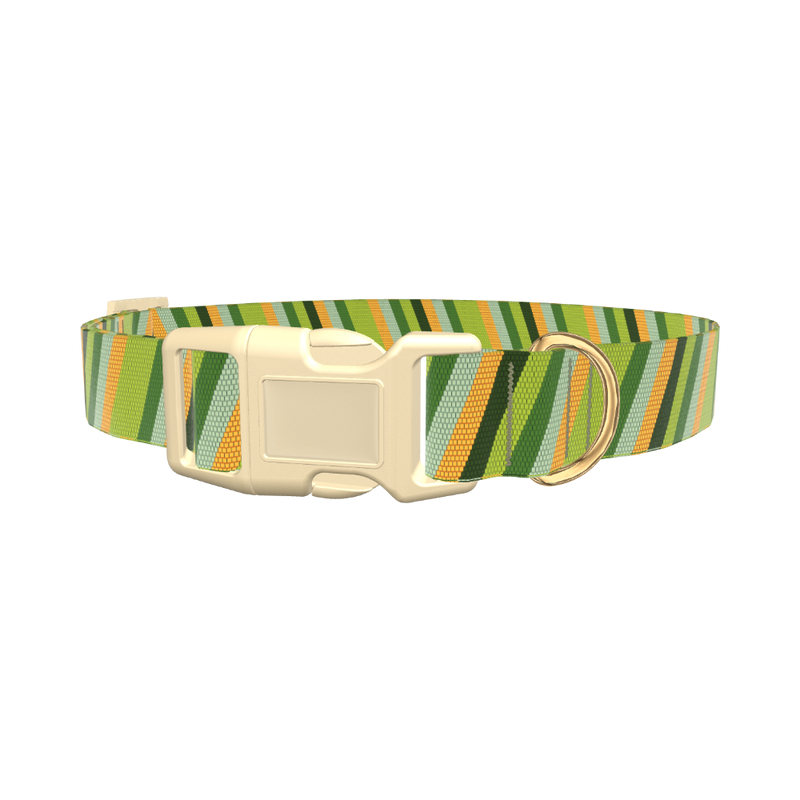 Geometric Diagonal Dog Collar - plastic silver