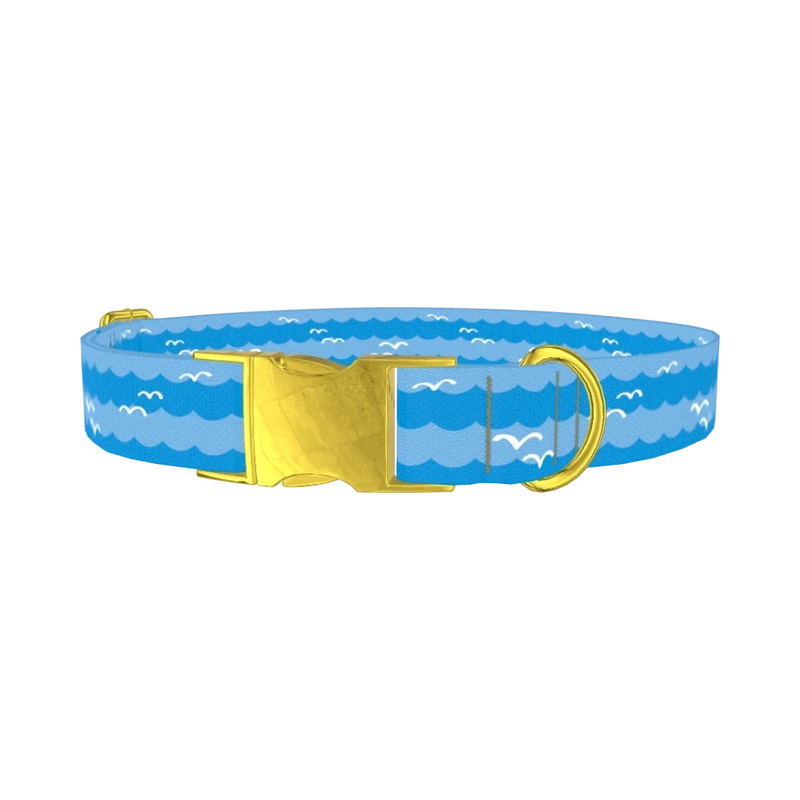 Seagull Ocean Dog Collar - metal gold