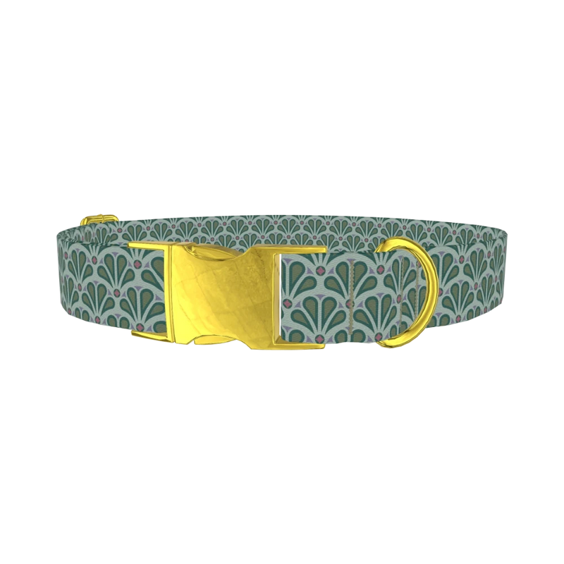 Art Deco Fan Dog Collar - metal gold
