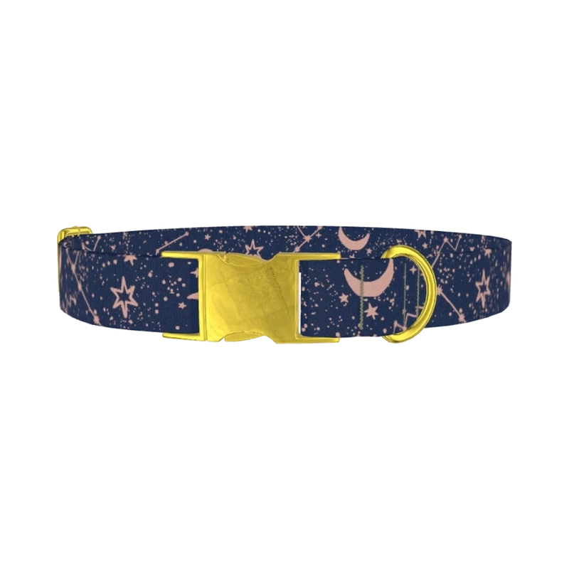 Cosmic Starry Night Dog Collar - metal gold