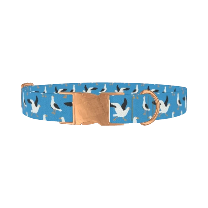 Seagull Pattern Dog Collar - metal rose gold