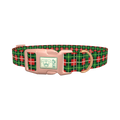 Green White Plaid Dog Collar - plastic rose gold