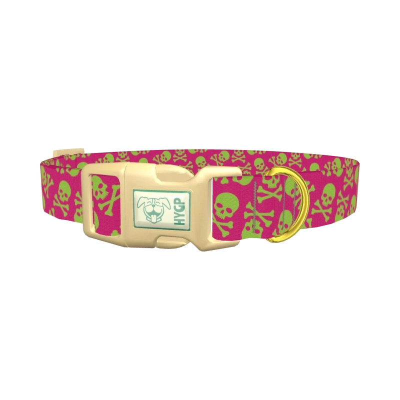 Skull Pattern Dog Collar - plastic gold