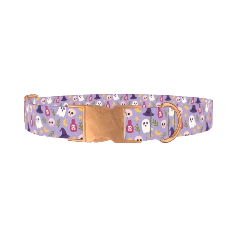Halloween Ghost Dog Collar - metal rose gold