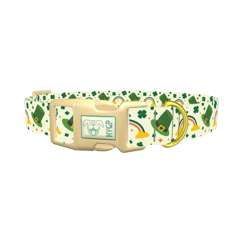 Leprechaun Hat Rainbow Dog Collar - plastic gold