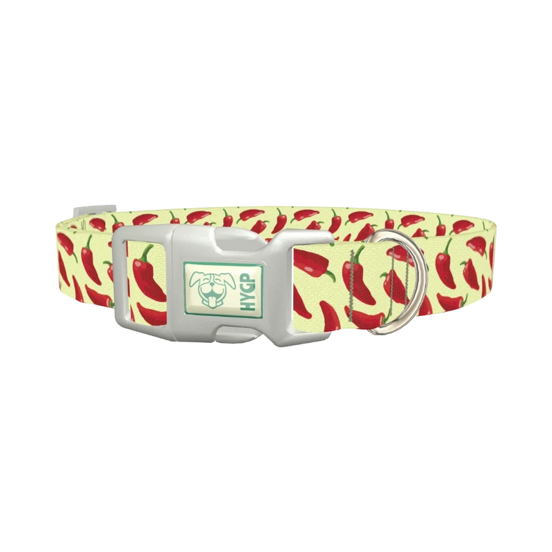 Red Chili Pepper Dog Collar - plastic silver