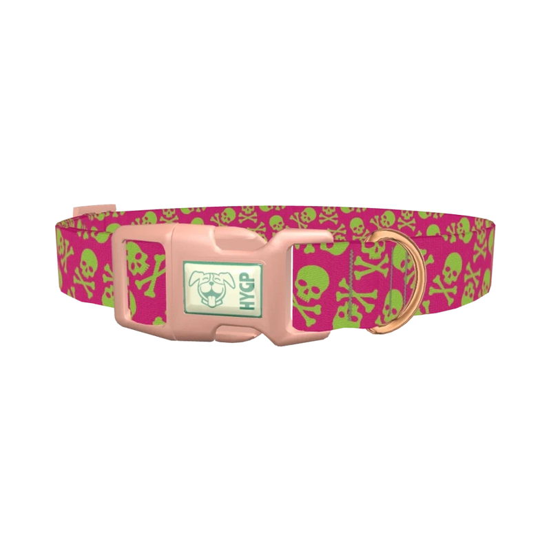 Skull Pattern Dog Collar - plastic rose gold