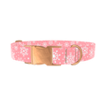 Pink Snowflake Pattern Dog Collar - metal silver