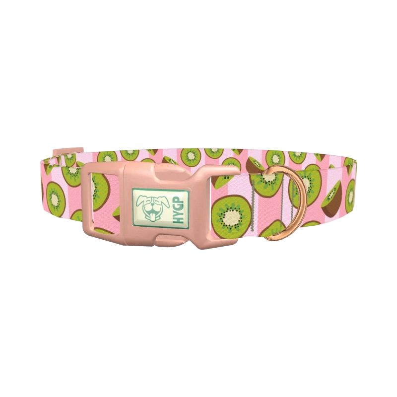 Pink Kiwi Pattern Dog Collar - plastic rose gold