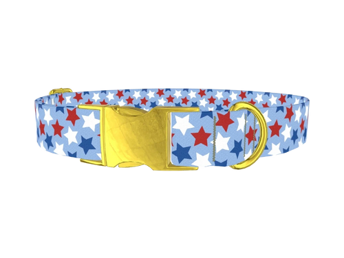 Blue Patriotic Stars Dog Collar