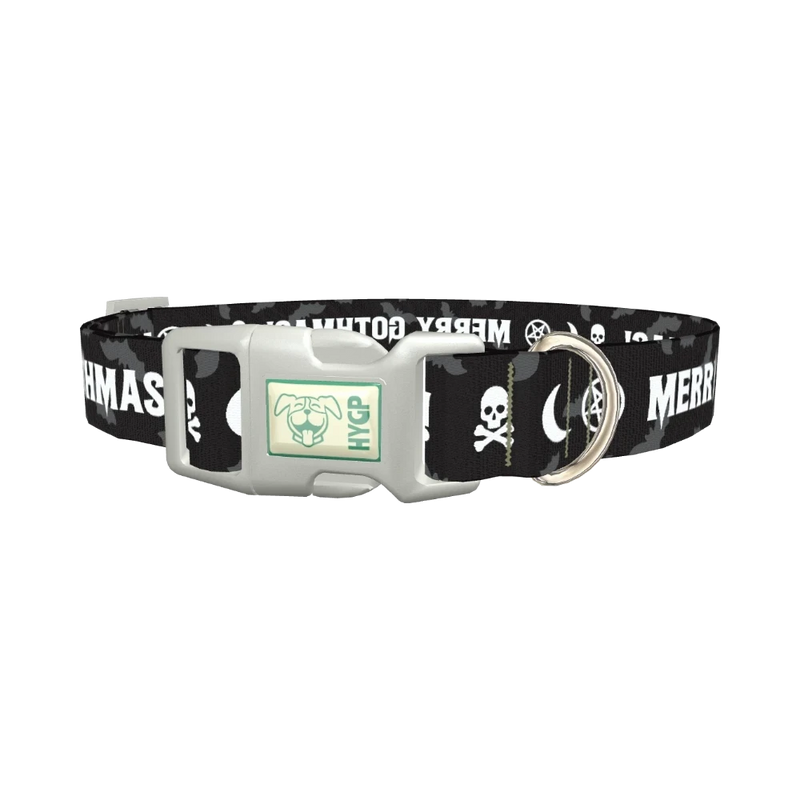 Gothic Christmas Dog Collar - plastic silver