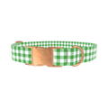 Green Plaid Dog Collar - metal silver