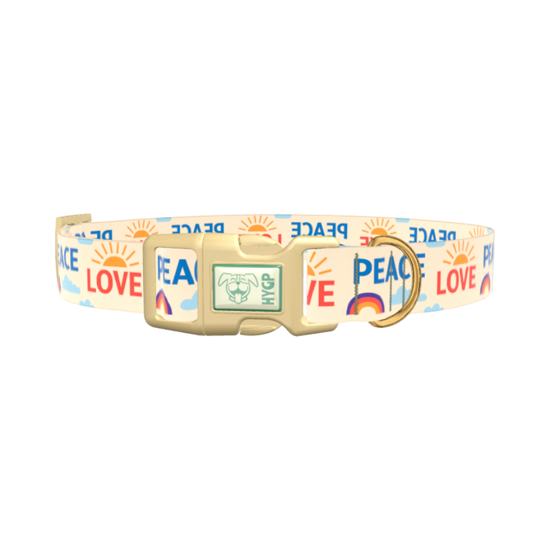 Peace Love Rainbow Dog Collar - plastic silver