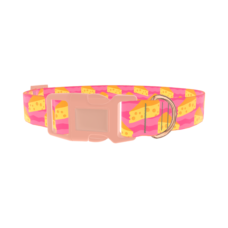 Pink Cheese Slice Dog Collar - plastic rose gold