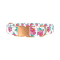 Leopard Floral Dog Collar - metal silver