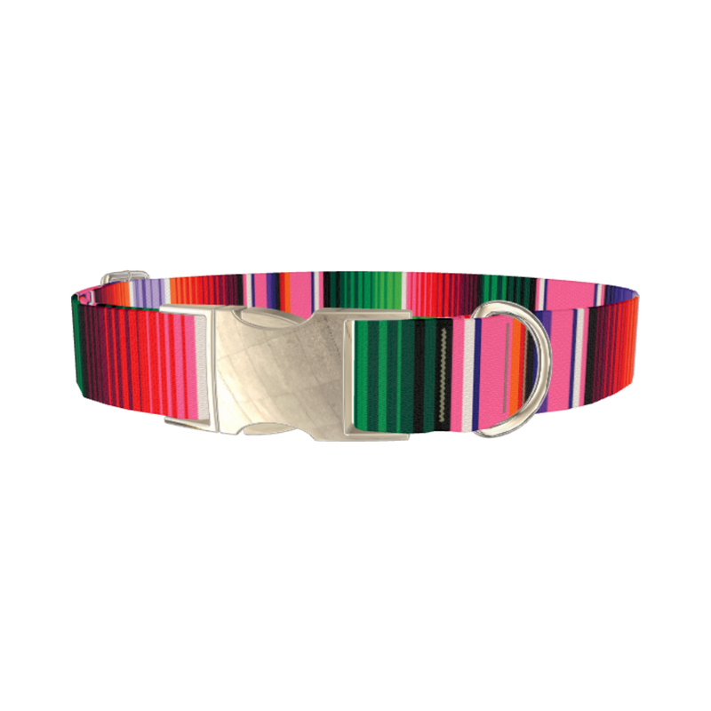 Mexican Stripe Dog Collar - metal silver