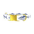 Dark Blue Fish Pattern Dog Collar - metal gold