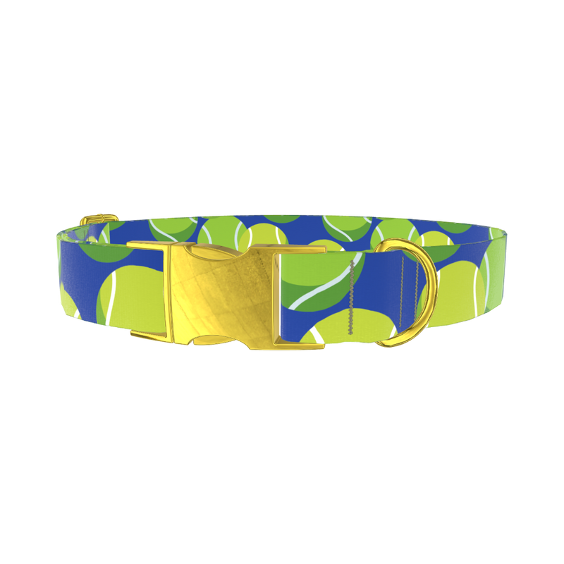 Tennis Ball Dog Collar - metal gold