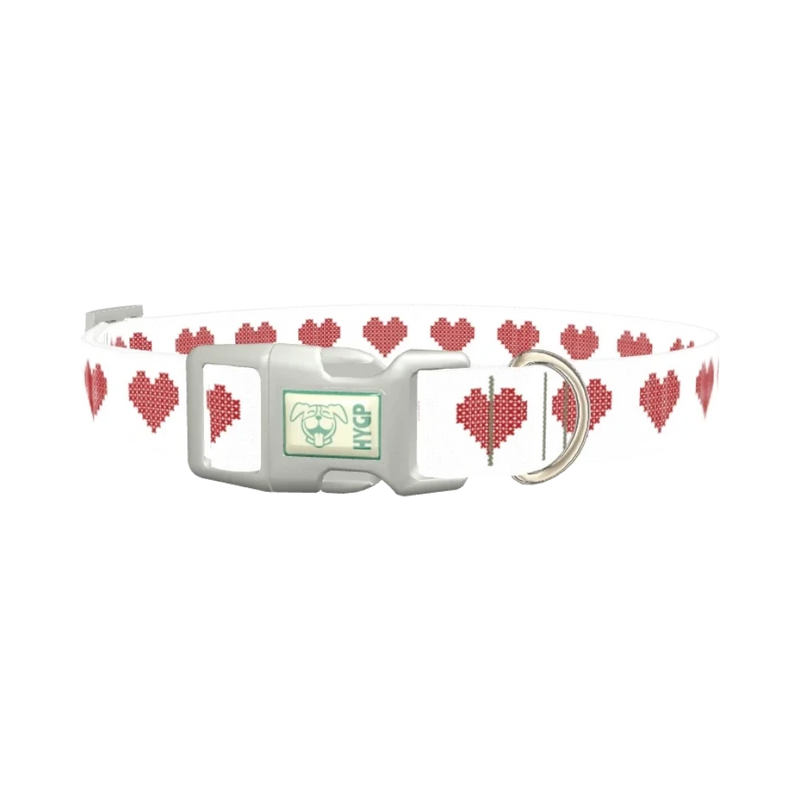 Cross Stitch Heart Dog Collar - plastic silver