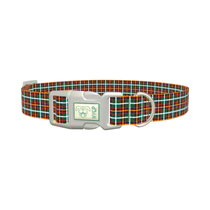 Festive Yellow Cross Dog Collar - plastic silver