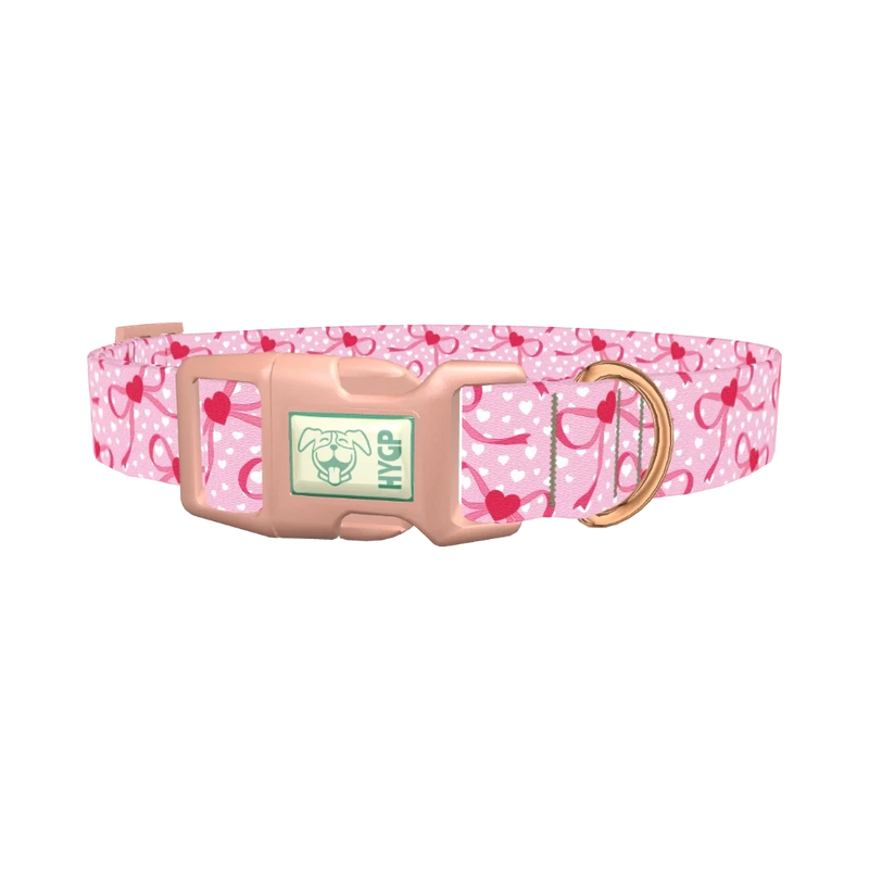 Pink Ribbon Heart 8870522388695 Dog Collar - plastic rose gold