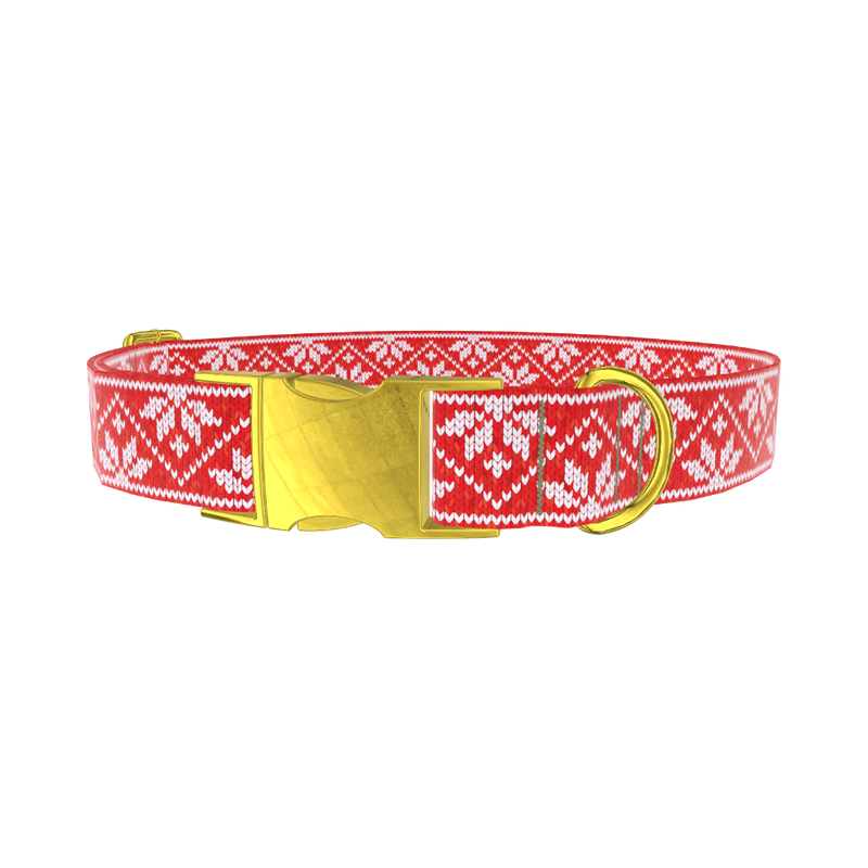 Christmas Knitted Star Dog Collar - metal gold
