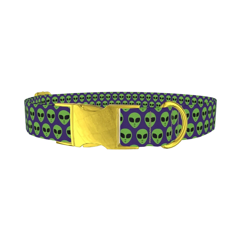 Alien Head Dog Collar - metal gold