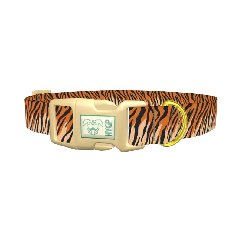 Tiger Stripe Dog Collar - plastic gold