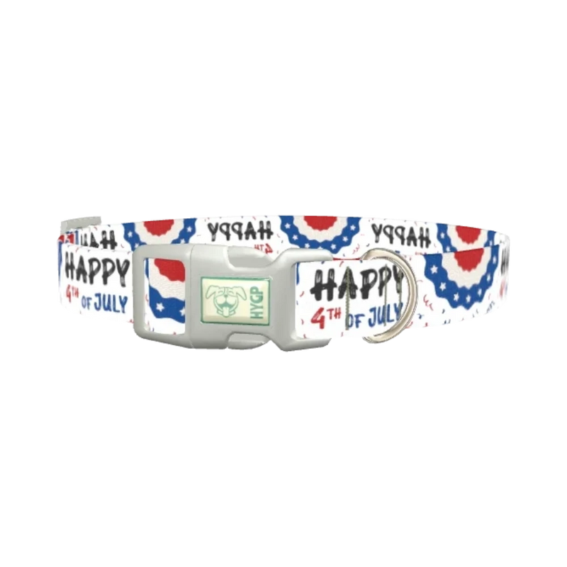 Patriotic 4th of July Dog Collar - plastic silver