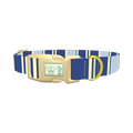 Navy Stripes Dog Collar - plastic gold