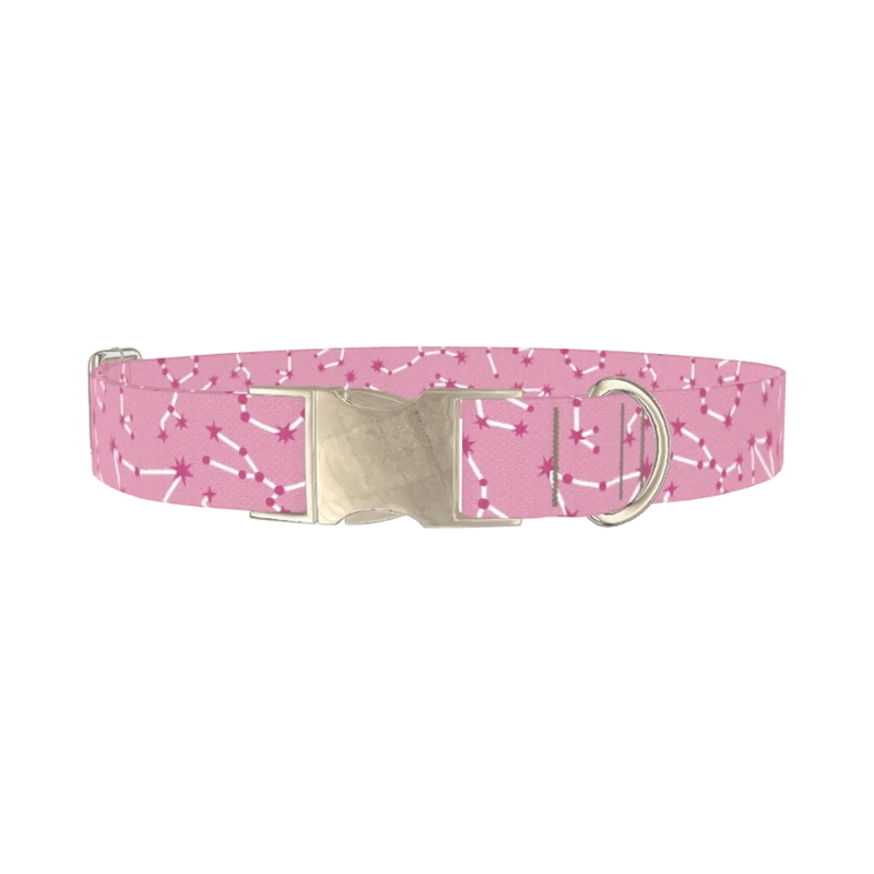 Constellation Pattern Dog Collar - metal silver