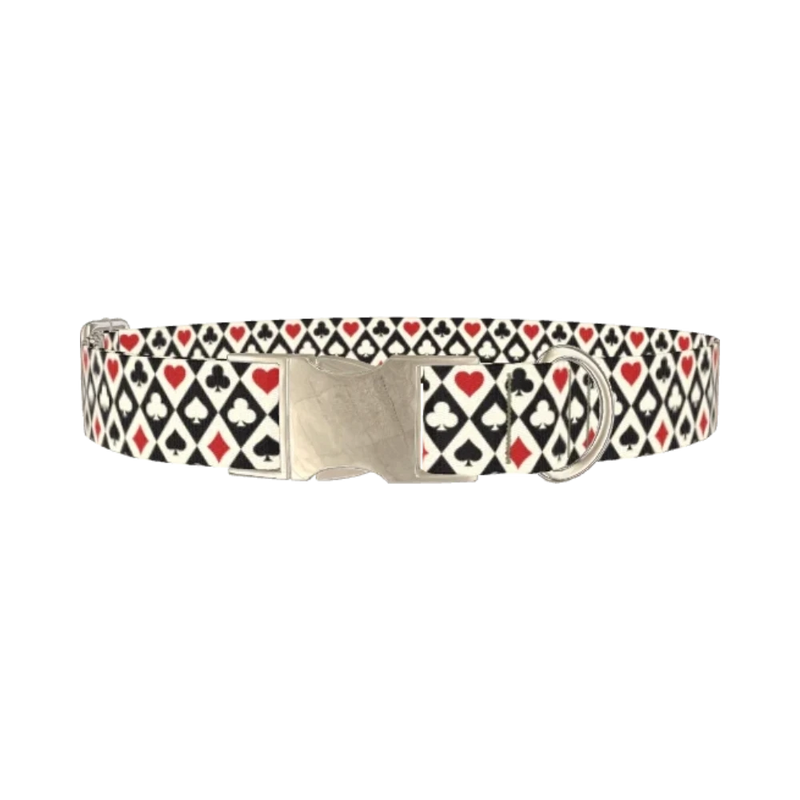 Diamond Card Suit Dog Collar - metal silver