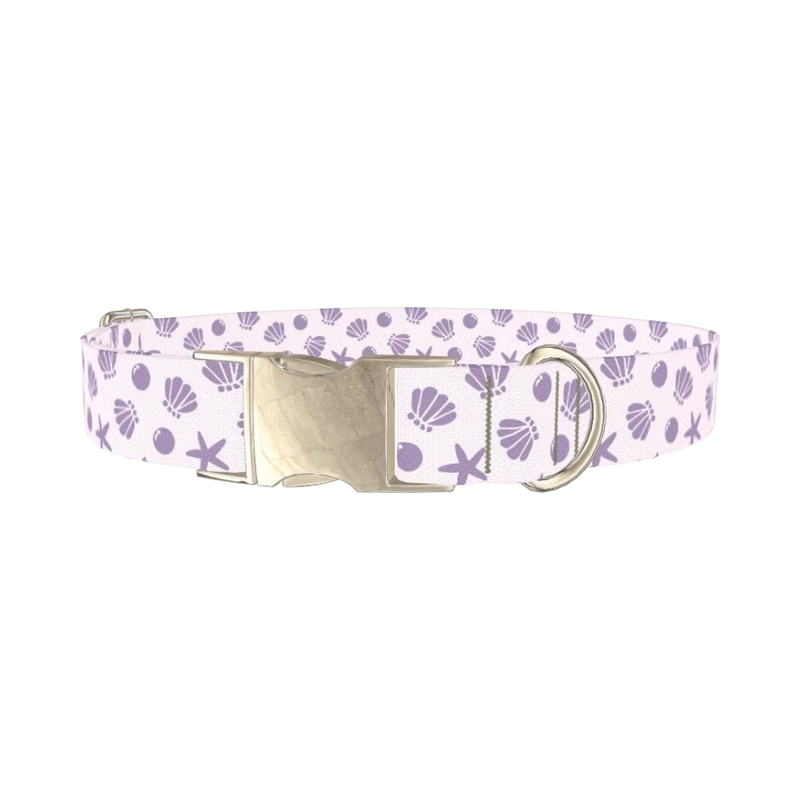 Seashells Ocean Dog Collar - metal silver