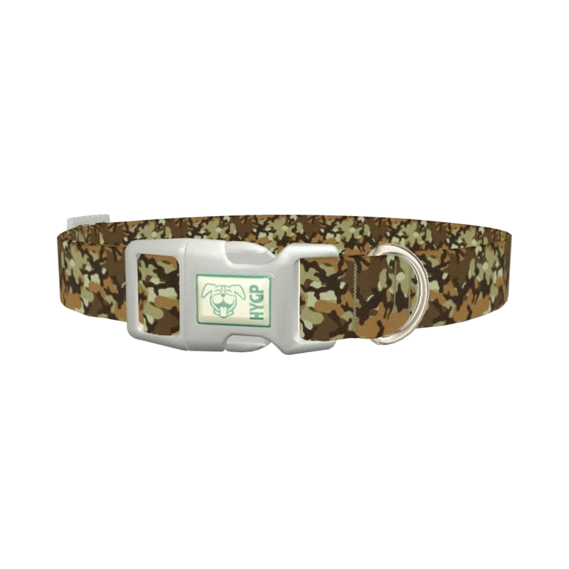 Brown Camouflage Dog Collar - plastic silver