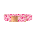 Heart Paw Valentine Dog Collar - metal rose gold