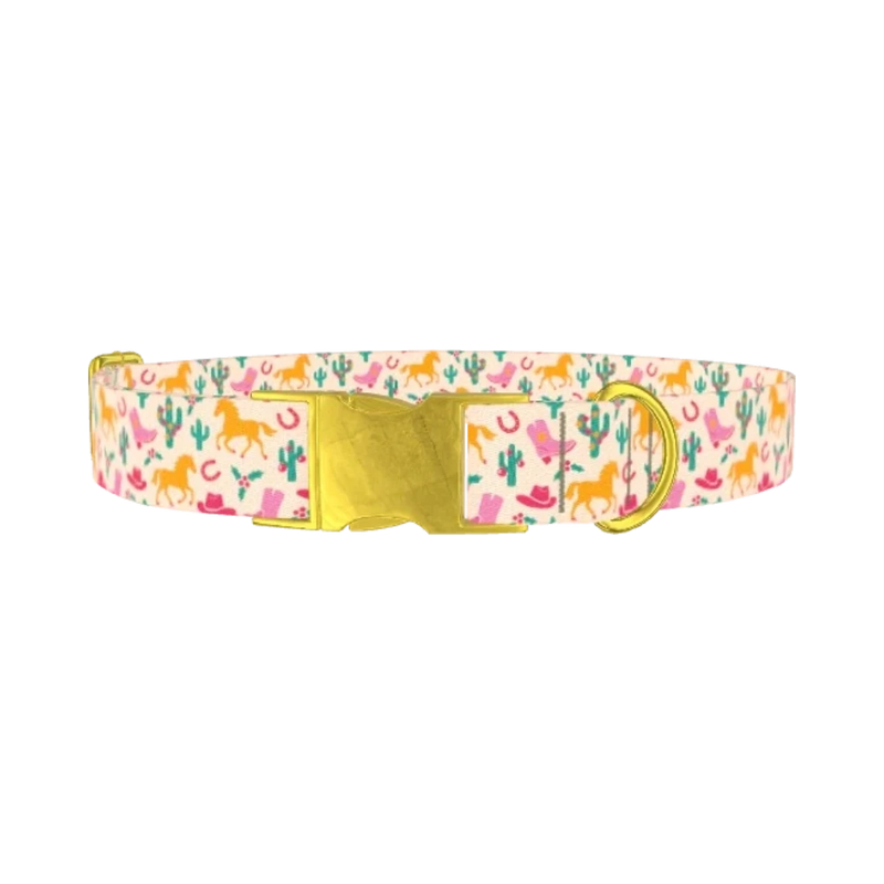 Christmas Western Dog Collar - metal gold
