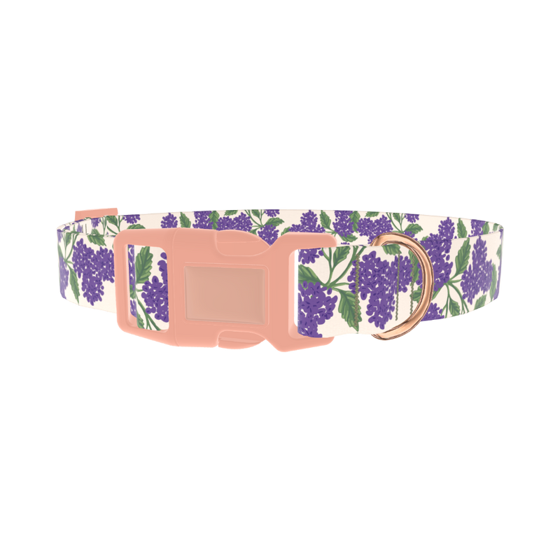 Purple Hydrangea Dog Collar - plastic rose gold