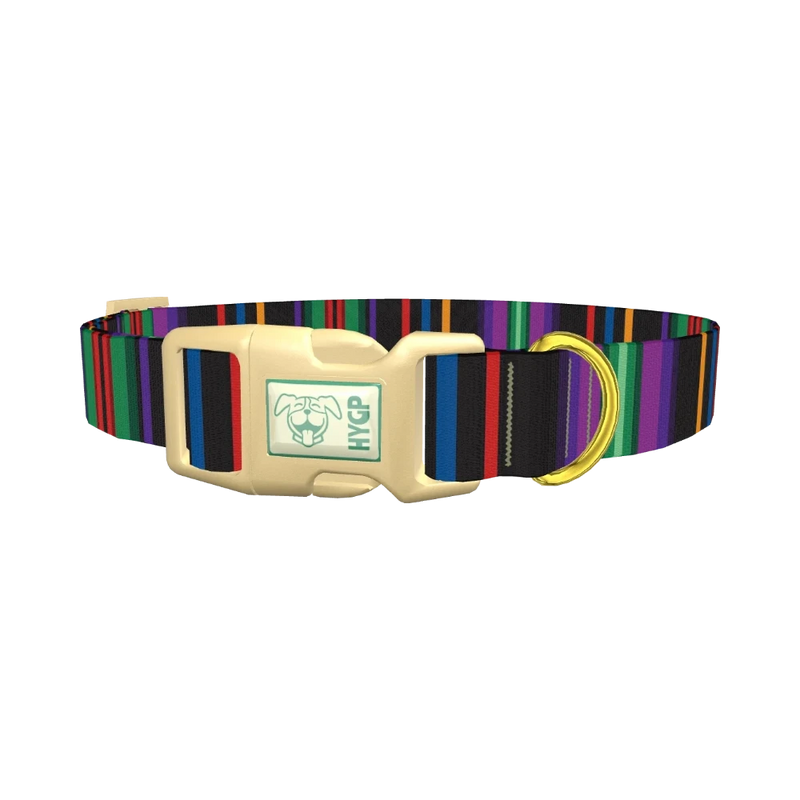 Bold Black Stripe Dog Collar - plastic gold