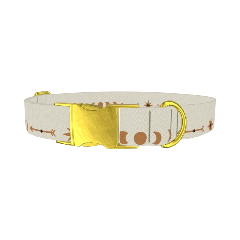 Celestial Sun Moon Dog Collar - metal gold