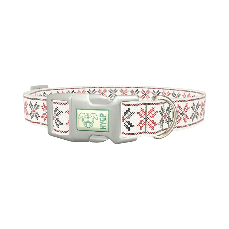 Geometric Floral Dog Collar - plastic silver