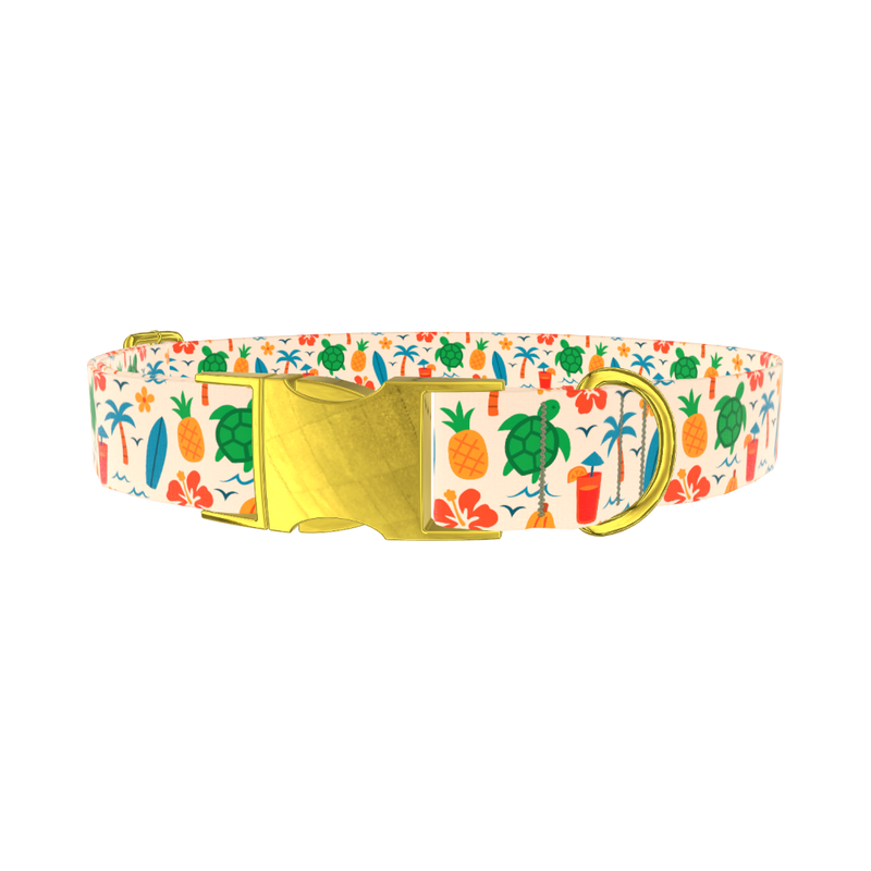 Beach Turtle Dog Collar - metal rose gold