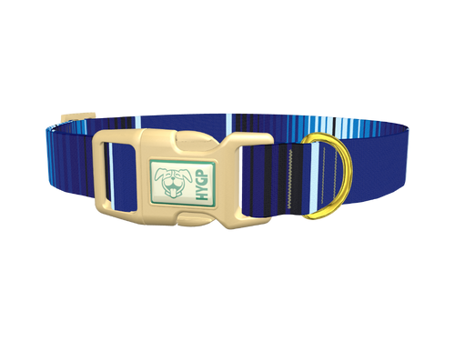 Blue Geometric Stripe Dog Collar