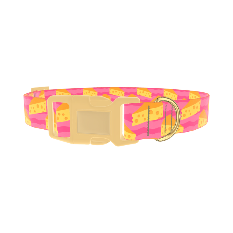 Pink Cheese Slice Dog Collar - plastic gold