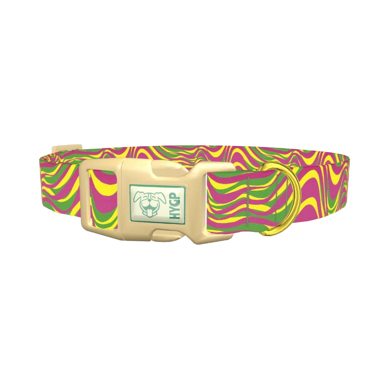 Colorful Wave Pattern Dog Collar - plastic gold
