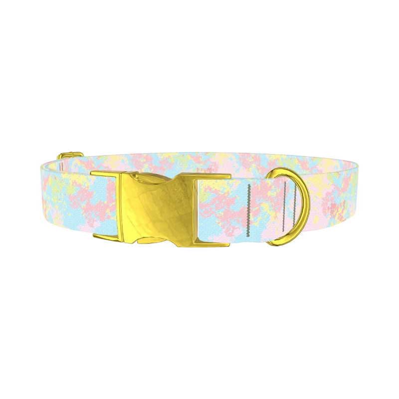 Abstract Pastel Dog Collar - metal gold
