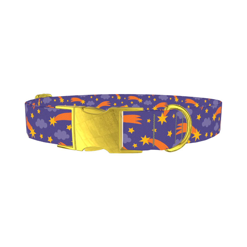Space Comet Dog Collar - metal gold