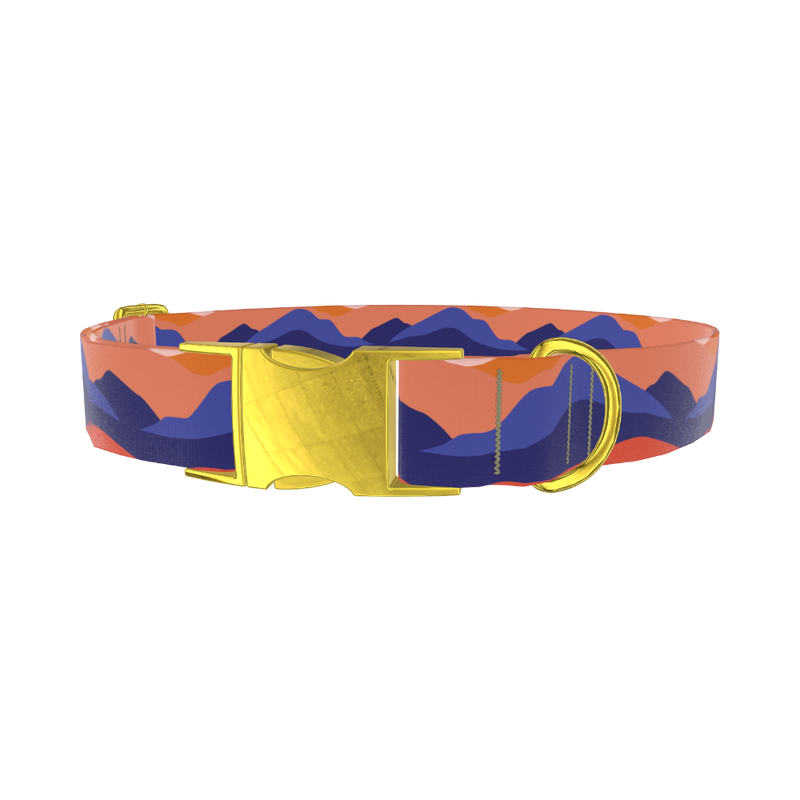 Abstract Mountain Dog Collar - metal gold
