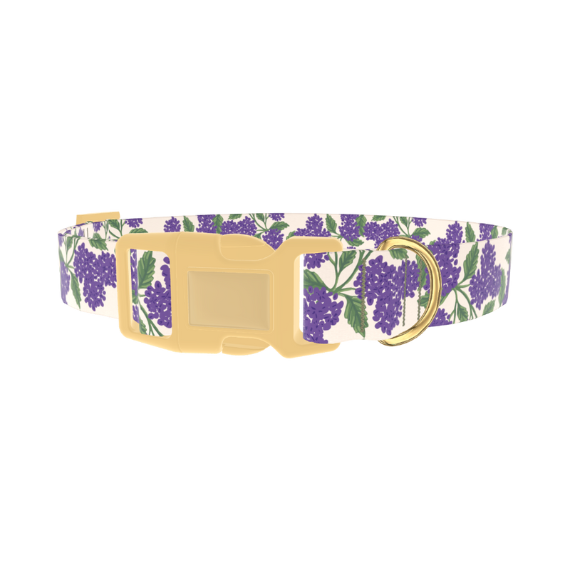 Purple Hydrangea Dog Collar - plastic gold